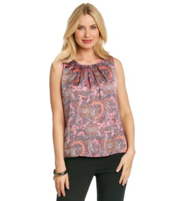 Notations® Sleeveless Scoopneck Paisley Print Top