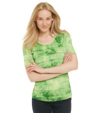 Notations® Short Sleeve Scoopneck Tie-Dye Shutter Top