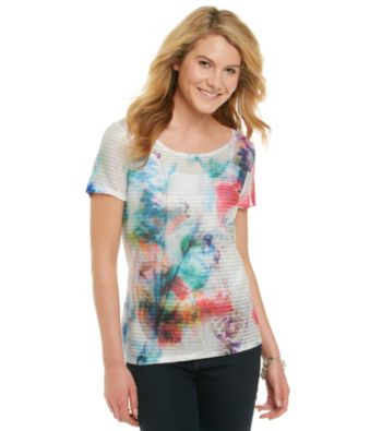 Notations® Short Sleeve Scoopneck Sublimation Top