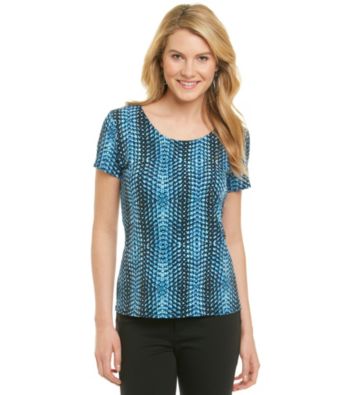Notations® Short Sleeve Scoopneck Printed Tee