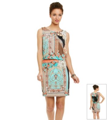 R&M Richards® Print Blouson Knit Dress