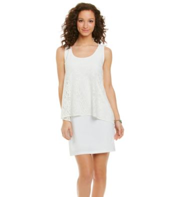 S.L. Fashions Lace Overlay Sheath Dress