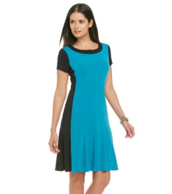 London Times® Petites Color Block Knit Dress