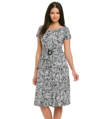 Perceptions Paisley Print Knit Skirt Set