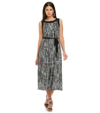 Perceptions Print Belted Knit Dress