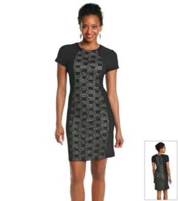 R&M Richards® Lace Panel Knit Dress