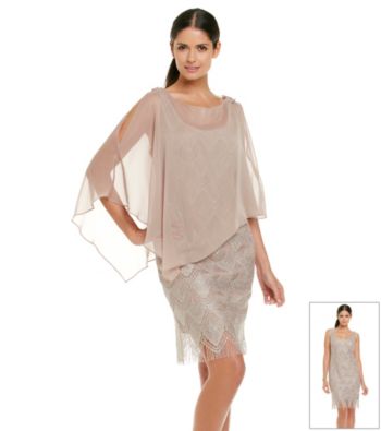 S.L. Fashions Crochet Dress With Capelet