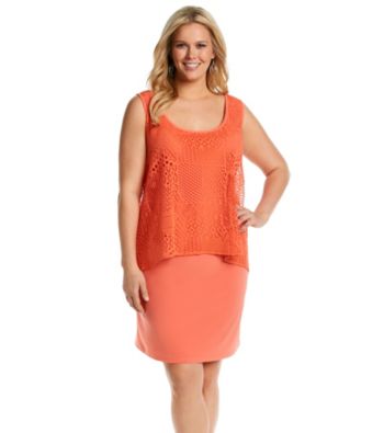 S.L. Fashions Plus Size Lace Overlay Sheath Dress