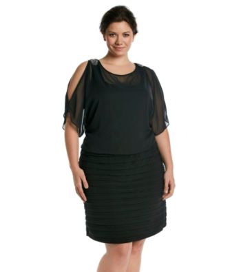 R & M Richards® Plus Size Blouson Shutter Dress