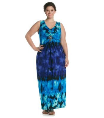 R &amp; M Richards Plus Size Print Maxi Dress Women's