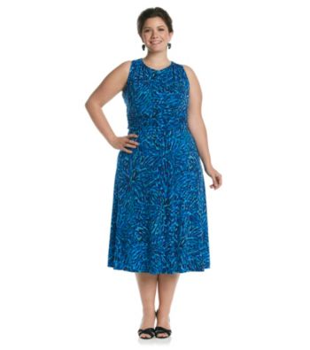 Jessica Howard® Plus Size Printed Ruched Waist Dress