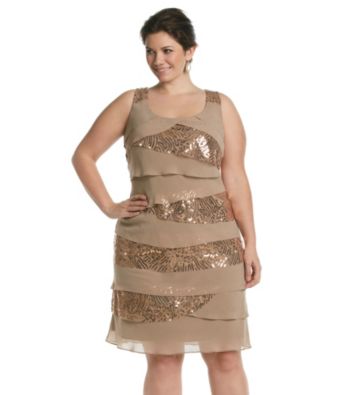 S.L. Fashions Plus Size Sequin Chiffon Shutter Dress