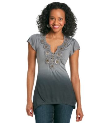 Oneworld® Petites' Fluttersleeve Notch Neck Tee