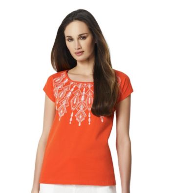 Jones New York Sport® Petites' Embroidered Scoopneck Top