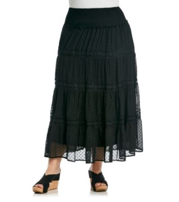 Black Rainn™ Plus Size Clipdot Maxi Skirt
