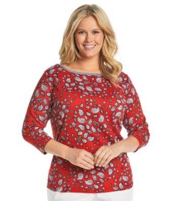 Jones New York Signature® Plus Size Boatneck Denim Trim Tee