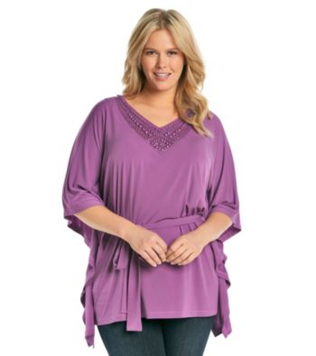 Jones New York Signature® Plus Size Embellished V-Neck Belted Tunic