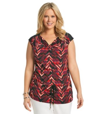Calvin Klein Plus Size Cowlneck Raglan With Drawstring Top