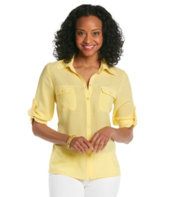 Notations® Petites' Windowpane Solid Shirt