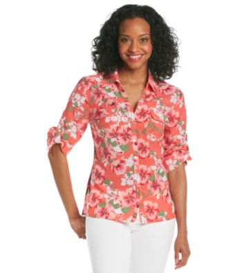 Notations® Petites' Windowpane Printed Shirt