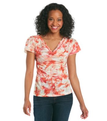 AGB® Petites' Printed Drapeneck Top