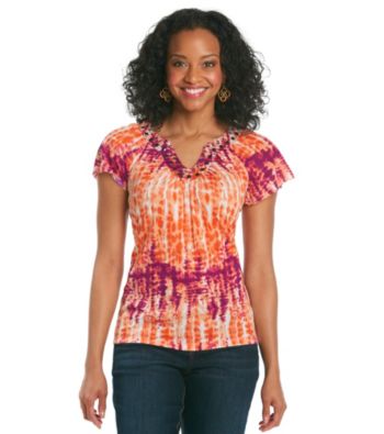 AGB® Petites' Printed Crinkle Top