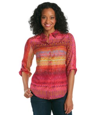 AGB® Petites' Buttonfront Printed Top