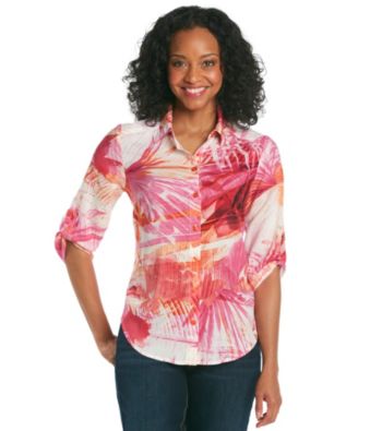 AGB® Petites' Buttonfront Printed Top
