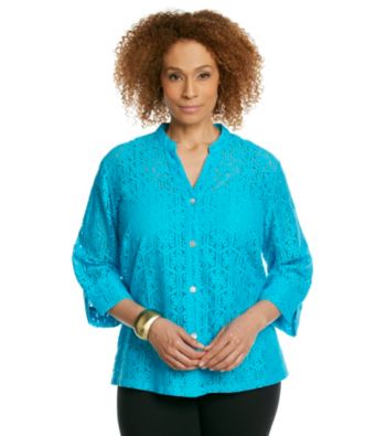 Ruby Rd.® Plus Size Buttonfront Lace Shirt