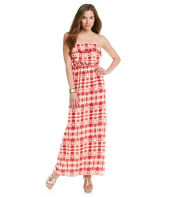 Trixxi® Juniors' Strapless Tie Dye Ruffle Maxi