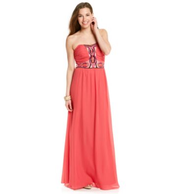 Rampage® Juniors' Beaded Chiffon Maxi Dress