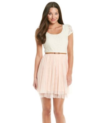 Bee Darlin' Juniors' Ivory Lace Tulle Party Dress
