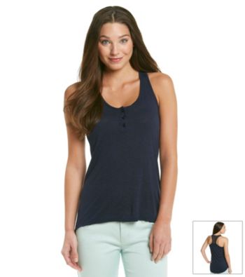 Eyeshadow® Juniors' Lace Detail Hi Low Racerback Tank