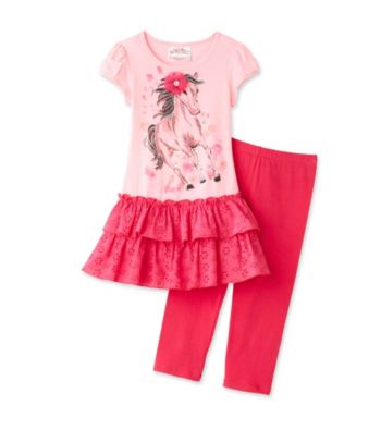 Beautees Girls' 4-6X Pink Horse Leggings Set