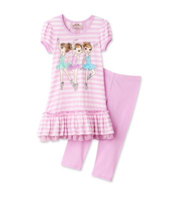 Beautees Girls' 4-6X Purple Striped 3D Ballerina Set