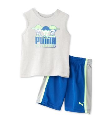 PUMA® Baby Boys Grey Muscle Tee and Shorts Set