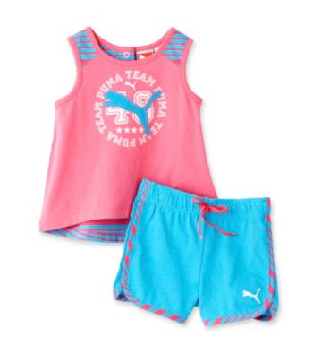 PUMA® Baby Girls' Pink Sleeveless Swing Top and Shorts Set
