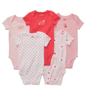 Carter's® Baby Girls' Pink 5-pk. Short Sleeve Bodysuits
