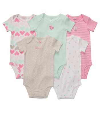 Carter's® Baby Girls' Pink/Mint 5-pk. Short Sleeve Bodysuits