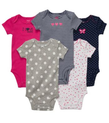 Carter's® Baby Girls' Pink/Navy 5-pk. Short Sleeve Bodysuits
