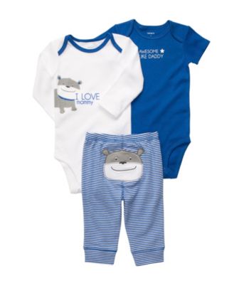 Carter's® Baby Boys' Blue 3-pc. Bulldog Pull-On Pants Set