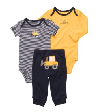 Carter's® Baby Boys' Yellow/Navy 3-pc. Earthmover Pull-On Pants Set