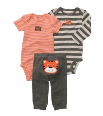 Carter's® Baby Boys' Grey/Orange 3-pc. Tiger Pull-On Pants Set