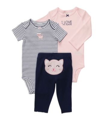 Carter's® Baby Girls' Navy/Pink 3-pc. Kitty Pull-On Pants Set