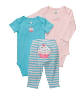 Carter's® Baby Girls' Turquoise/Pink 3-pc. Cupcake Pull-On Pants Set
