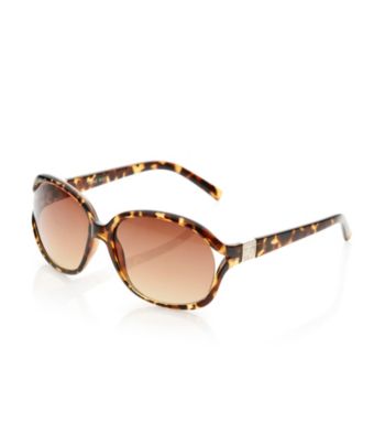 Nine West® Brown Plastic Medium Oval Vented Metal Detail Sunglasses