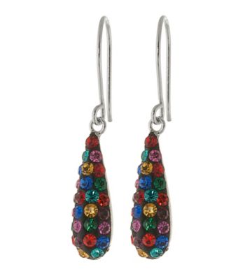 Athra Crystal Rounded Bat Fish Hook Drop Earring
