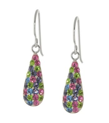 Athra Crystal Rounded Bat Fish Hook Drop Earring