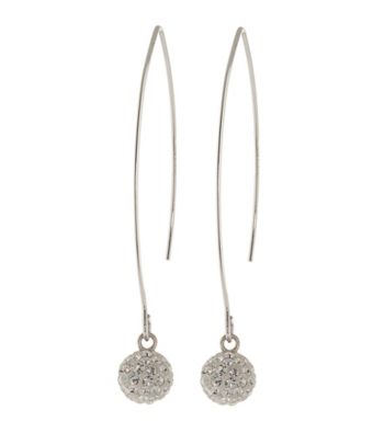 Athra Pave Crystal Ball On Extended Fish Hook Earring
