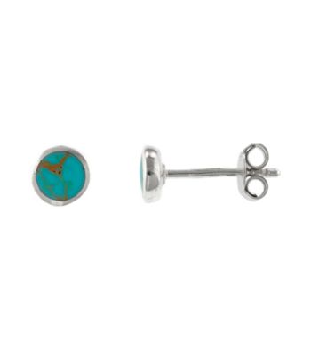 Athra Inlay Round Stone Post Earring